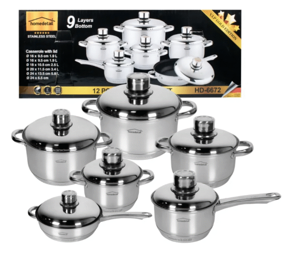 Bateria De Ollas 12 Piezas En Acero Quirurgico