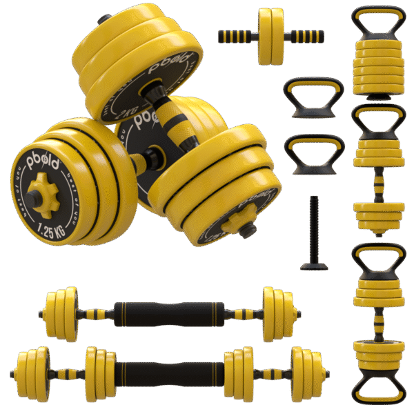 Kit Juego Pesas Mancuernas Ejercicio Ajustables Encauchetada Pbold Metálicas Gimnasio 8 En 1 Pbold