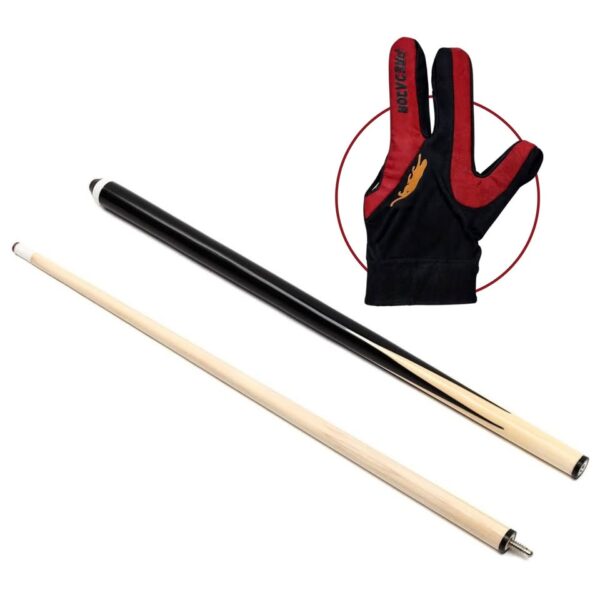 Combo Taco De Billar De Madera Armable + Guante De Billar Profesional 3 Dedos